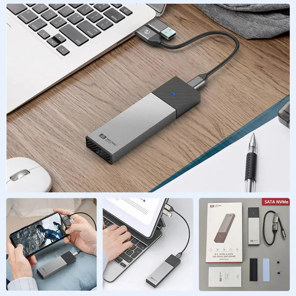 Sanzang NVMe SSD Enclosure High Speed Portable Storage