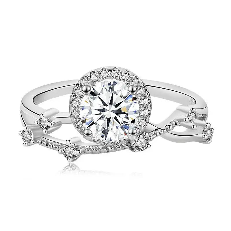 Moissanite Ring in Sterling Silver Flowing — product view 7