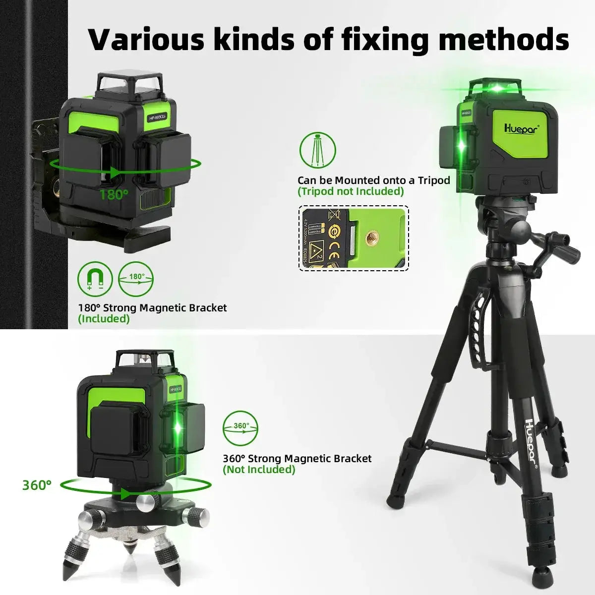 Huepar 12 Lines 3D Cross Line Laser Level Kit Osram Green