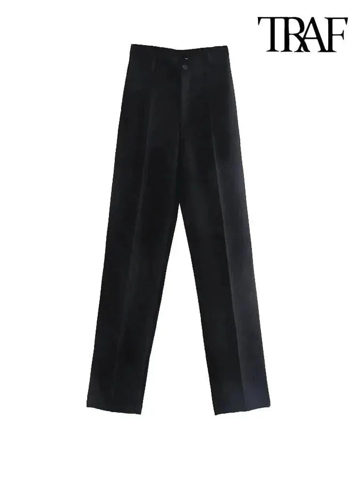 Vintage Chic High Waist Pants For Modern Office Style