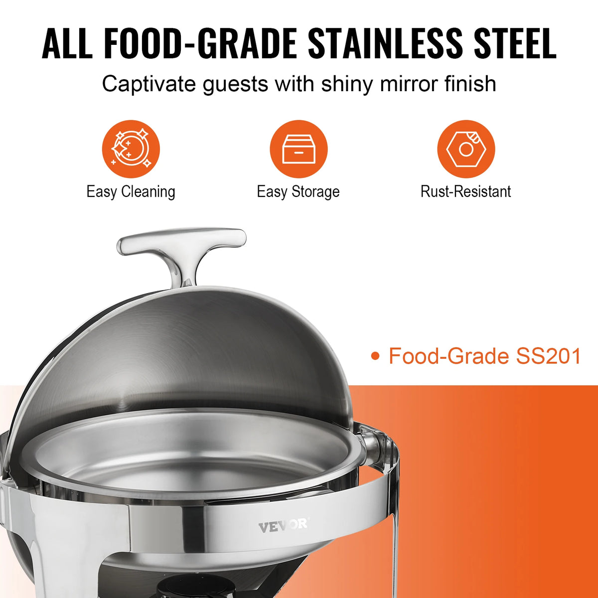 SucceBuy Roll Top Chafing Dish Buffet Set Qt Pack Stainless — product view 3