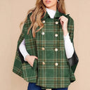 Plaid Patchwork V Neck Cape