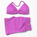 Seamless Yoga Set Women Strappy Bra High Waist