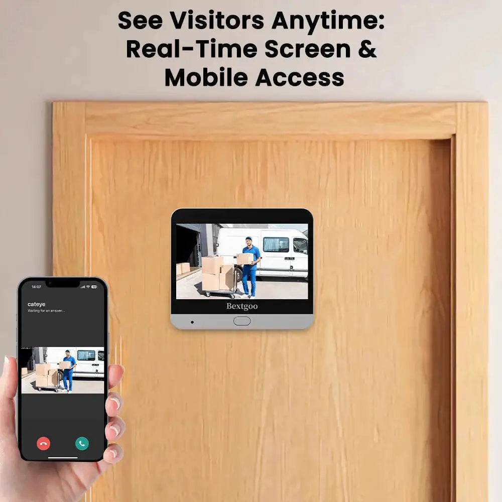 4.3 Inch Display 2K Tuya Digital Peephole Viewer WiFi Doorbell Camera Cat Eye Door Bell with 32GB Memory Card Support Smart Life