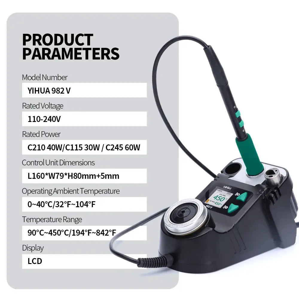 YIHUA 982-V Precision Solder Station with Fast Heating Micro Fine Tip C210 Soldering Iron Remote Control Handle