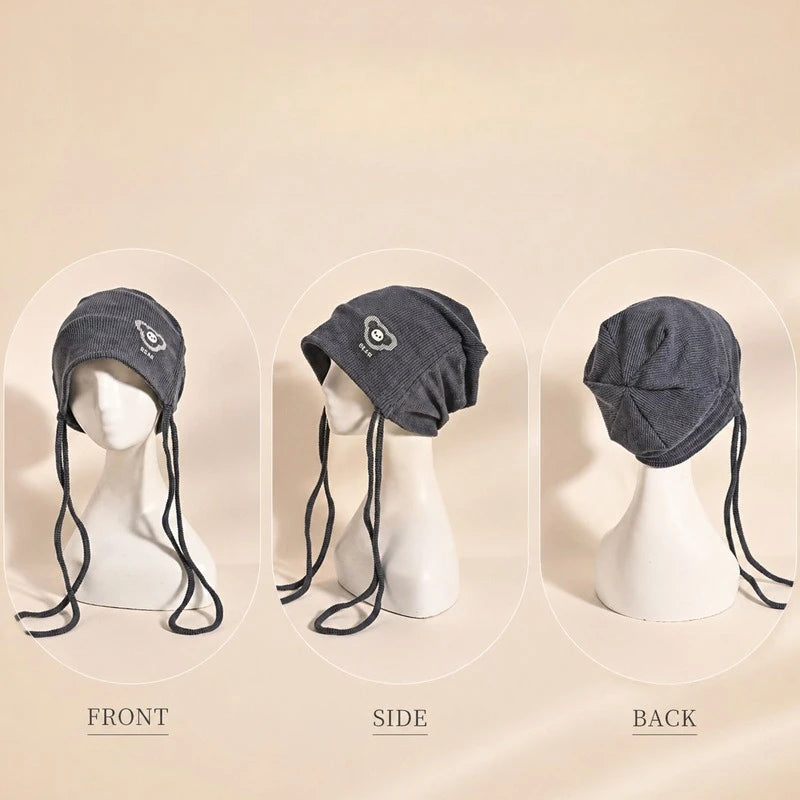 Graphic Ribbed Knit Winter Hat