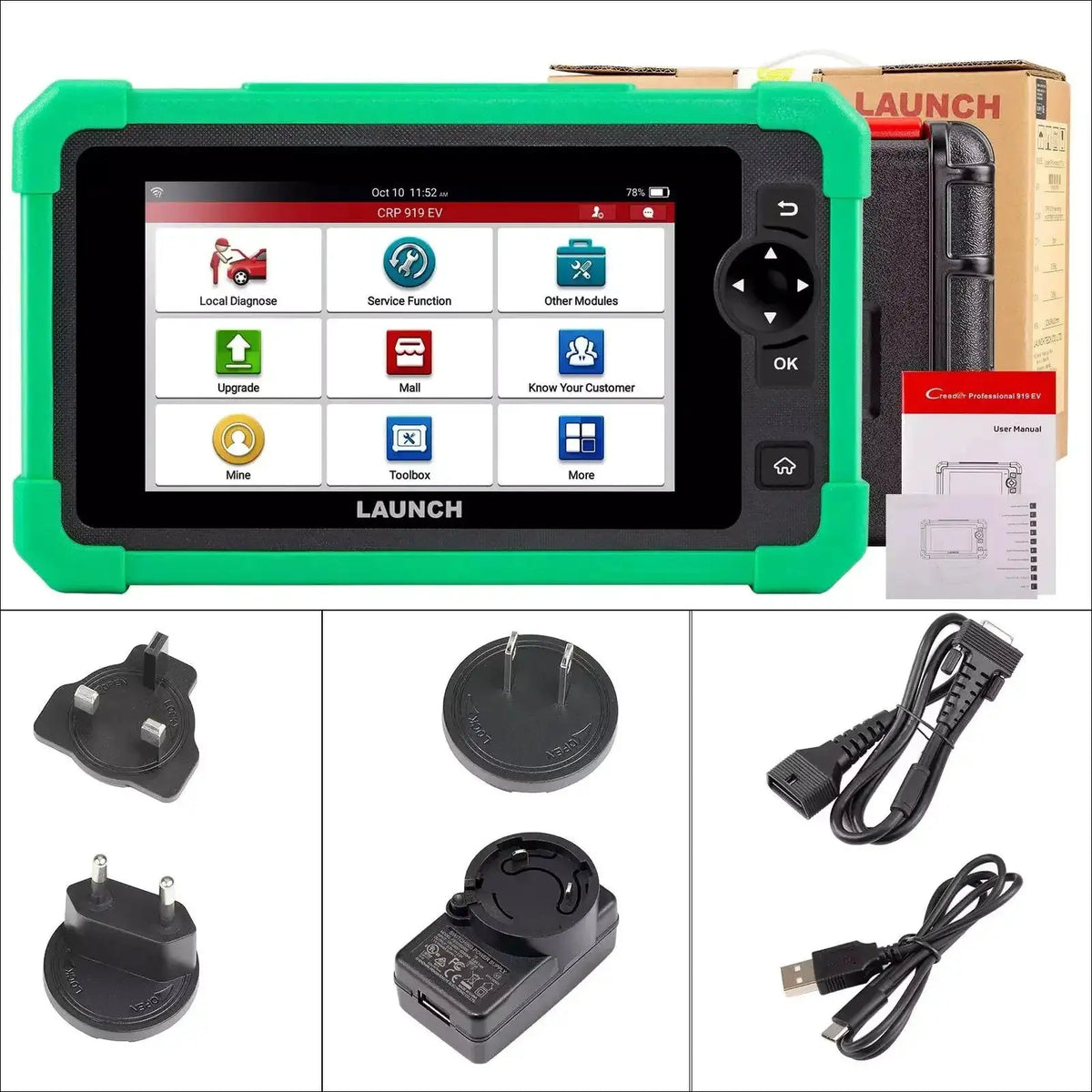 LAUNCH CRP919 EV New Energy Scanner Car Diagnostic Tool Electric Automotive San Auto Diagnosis CANFD DOIP 2 Years Free Update