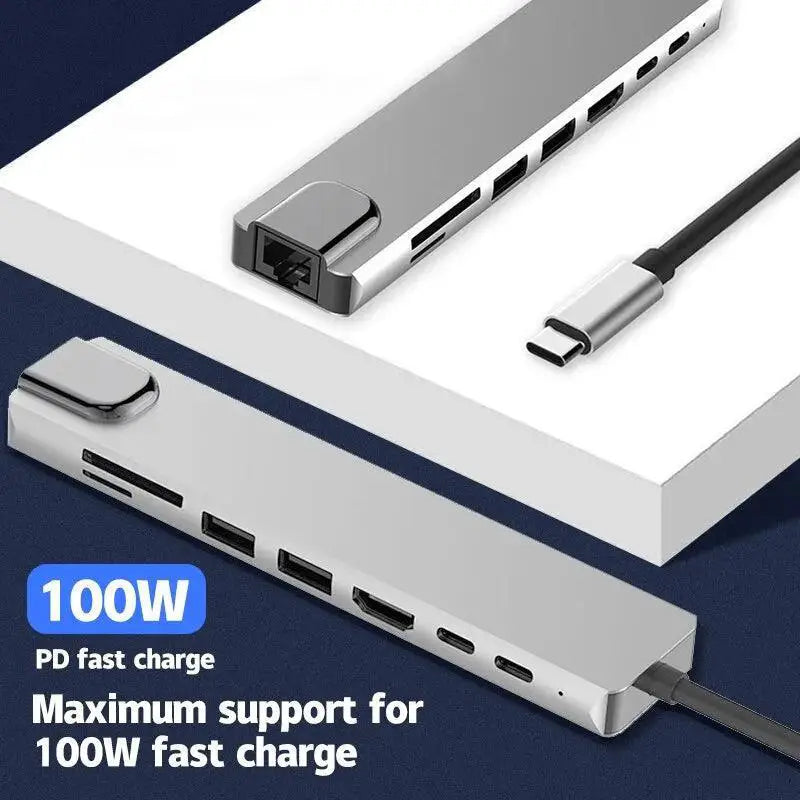 Type C 8 In1 USB C Hub HDMI 4K Adapter For MacBook