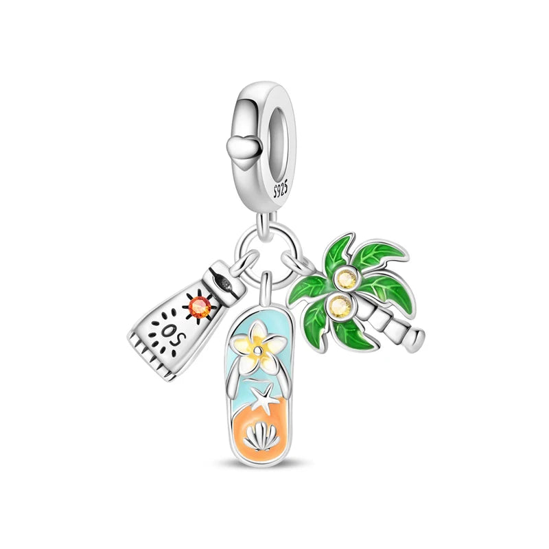 Sterling Silver Charm Summer Beach