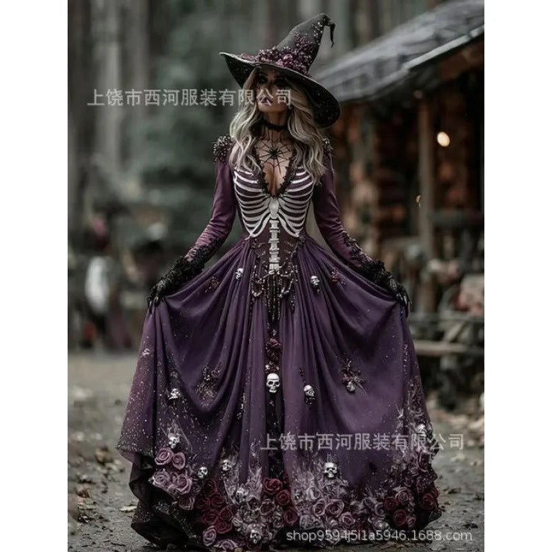 Dark Pleated Gothic Maxi Dress