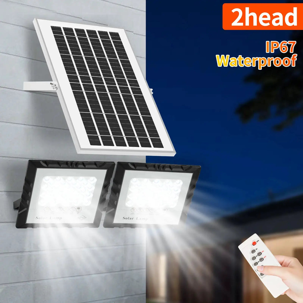 Dual Head Solar Flood Light Waterproof — product view 2