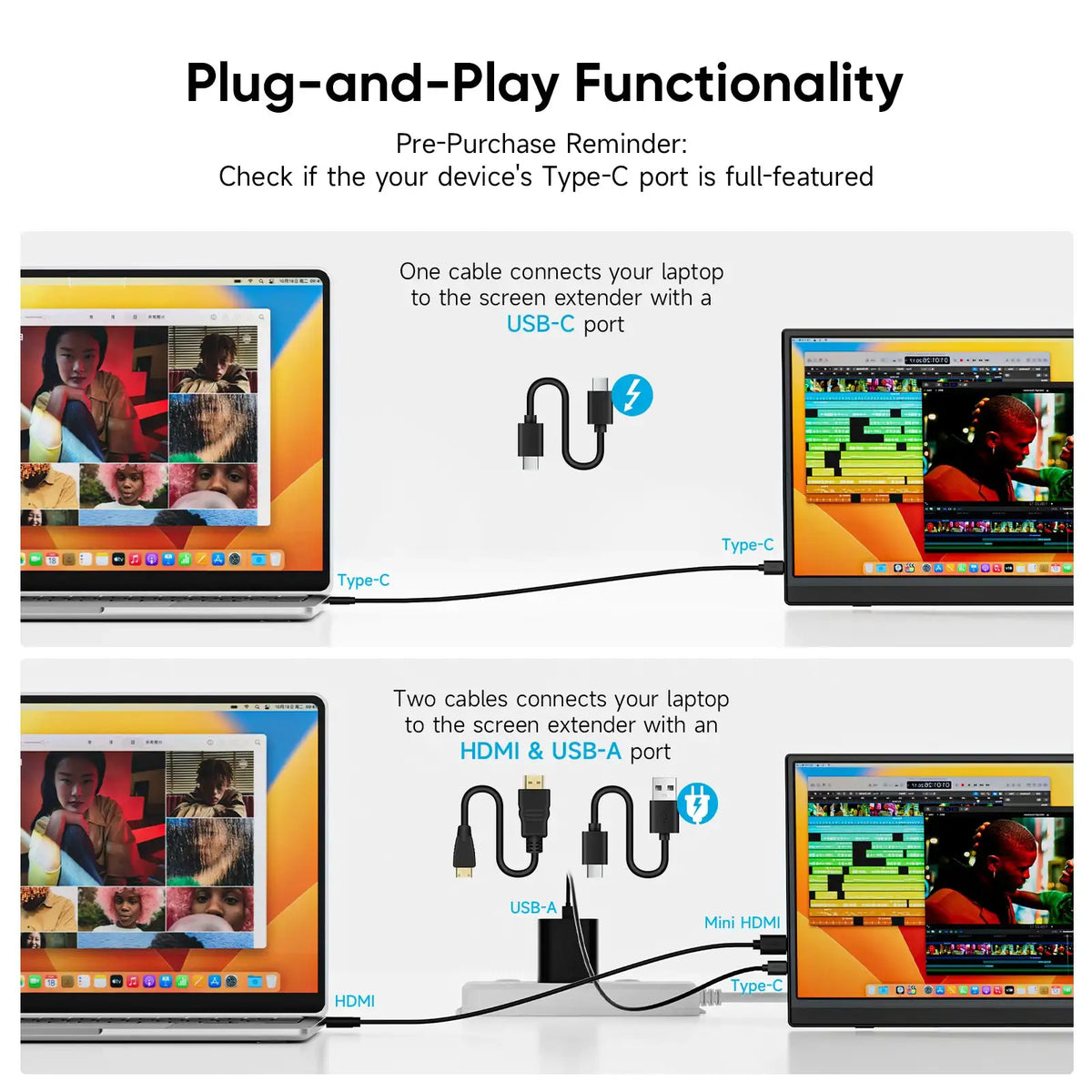 Dopesplay 15.6 Inch Portable Monitor FHD IPS 1080P External Screen Extender for Laptops MAC Windows Phone Mini PC Games Extended
