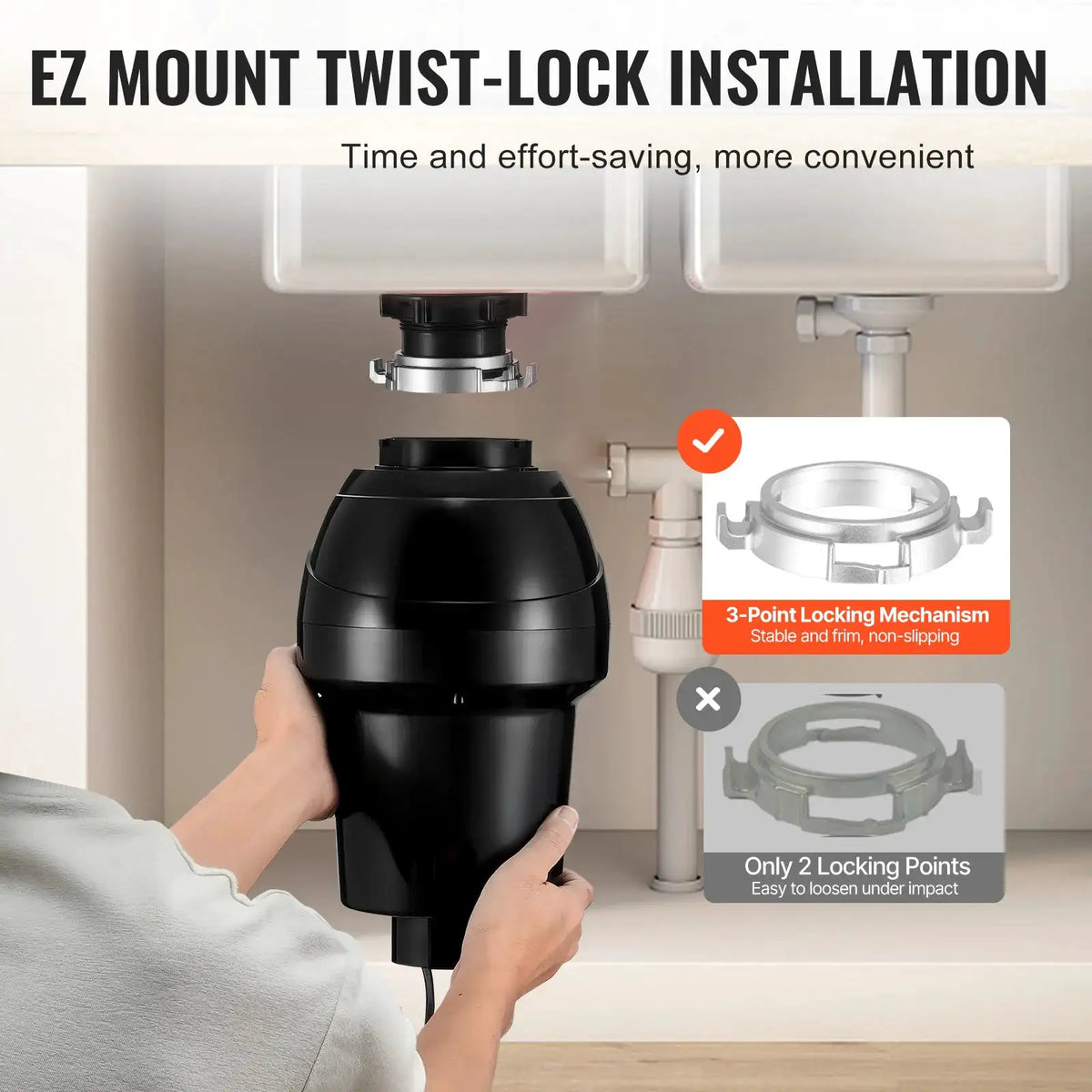 SucceBuy Garbage Disposal Continuous Feed Food Waste Disposer EZ — product view 6