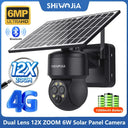 SHIWOJIA 8W 6MP Solar Camera 4G SIM 12X ZOOM CCTV Video