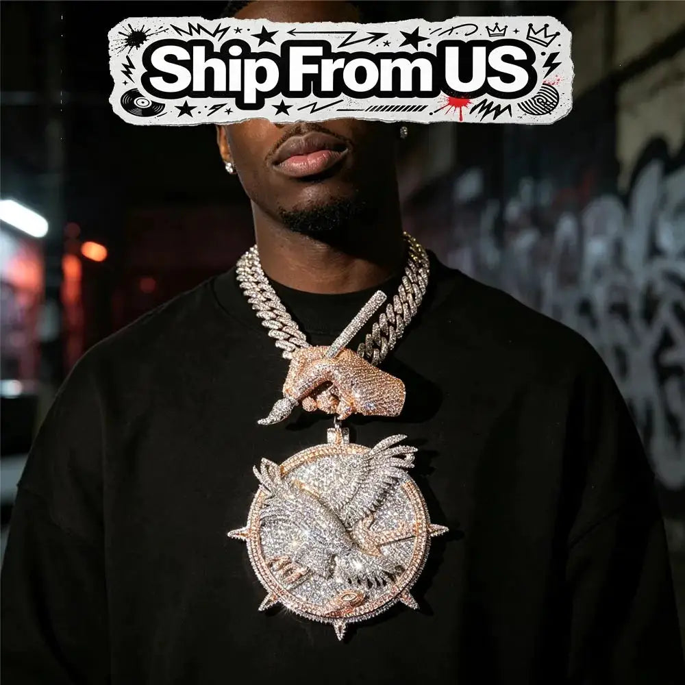Premium Gold Eagle Compass Pendant — product image 1