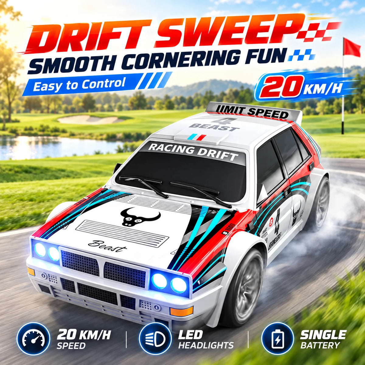 ZNLYRION RC Car Drifting Race Car Scale Wheel Drive Adjustable Speed — product view 4