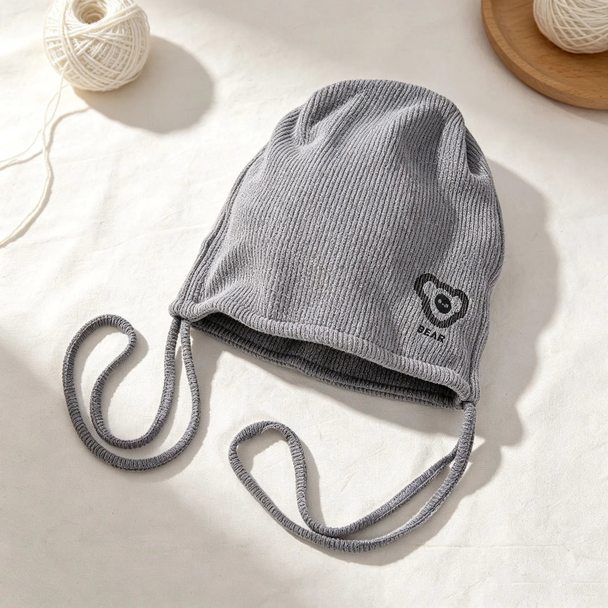 Graphic Ribbed Knit Winter Hat