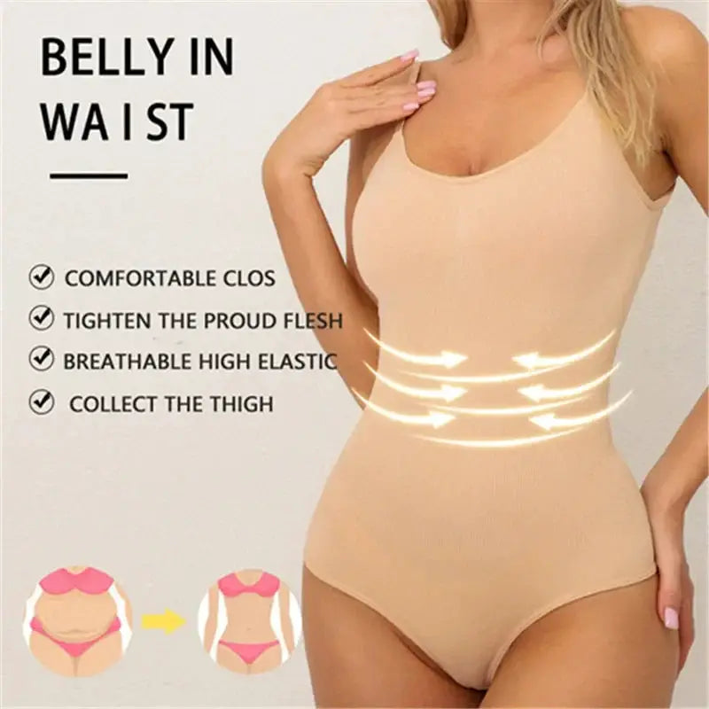 OWEQ Womens Tummy Control Thong Bodysuit For All Day Comfort