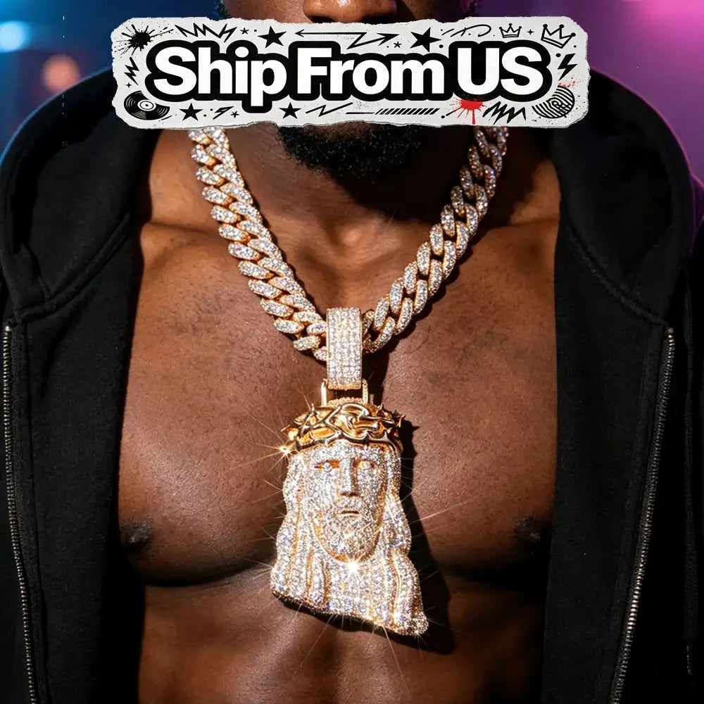 Gold Jesus Pendant Cuban Chain — product image 1