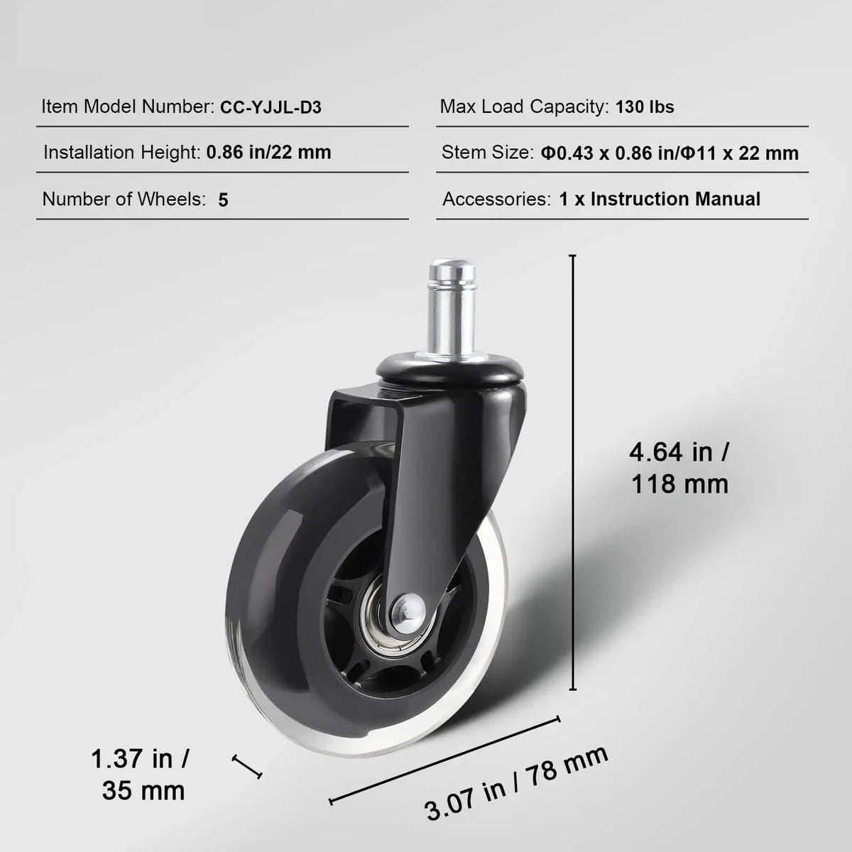 Smooth Gliding Office Chair Wheels — product image 7