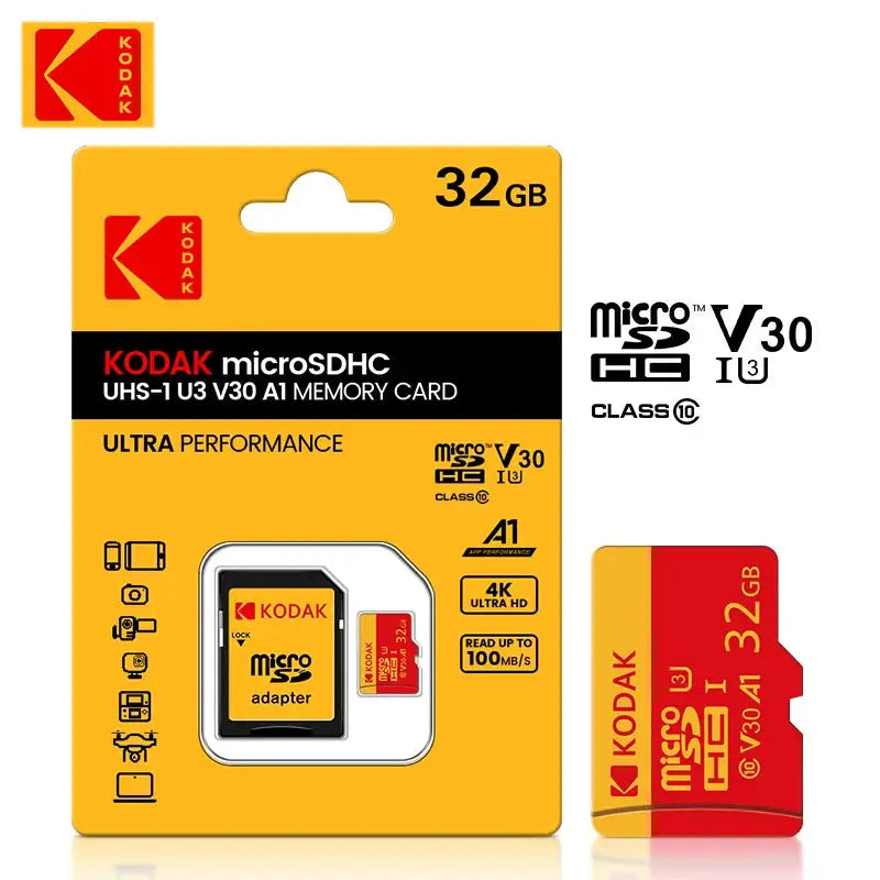 NEW KODAK Micro SD Memory Card 256GB 100MB/s Class10 U3 UHS-I 32GB 64GB 128GB TF SD Card 4K HD For Phone PC