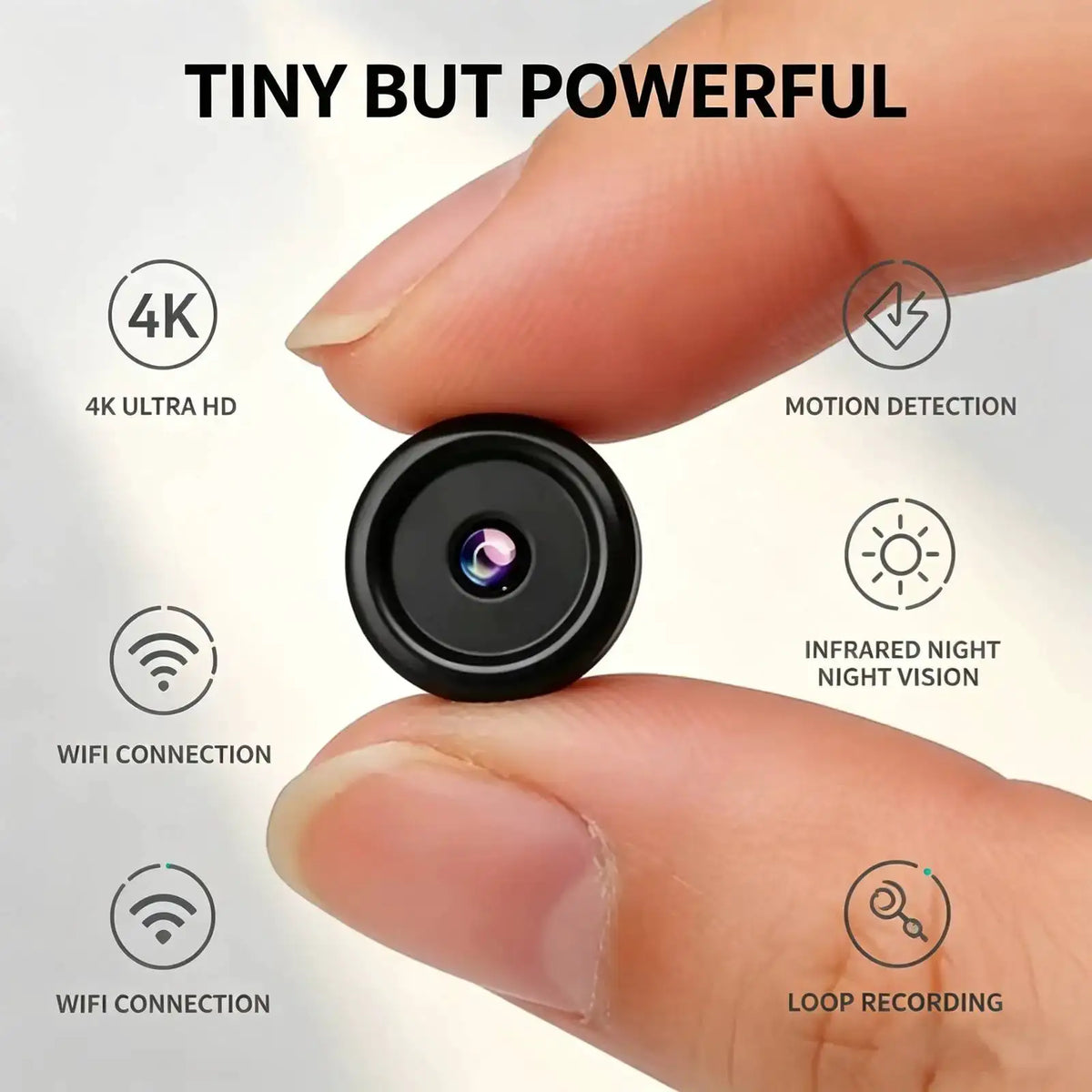 Mini WiFi Security Camera, Ultra HD tiny surveillance cam with infrared — product view 1