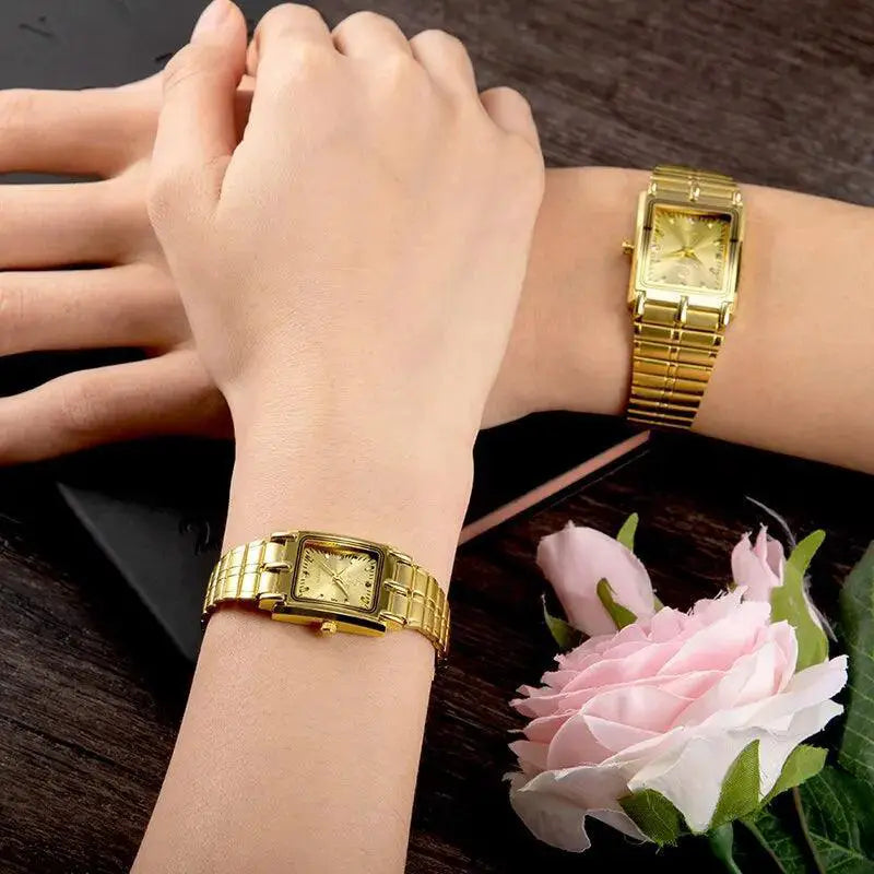 Square Stainless Steel Quartz Watch Water Resistant
