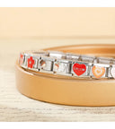 Hapiship Romantic Colour Heart Star Tai Chi Charm Links Bracelet