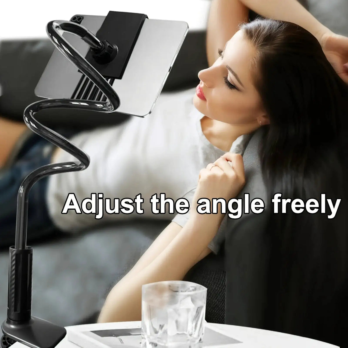 360 Degree Rotating Tablet Phone Holder Spiral Base, Suitable for Beds, Headboards, Desks, Long Arm Phone Tablet Holder