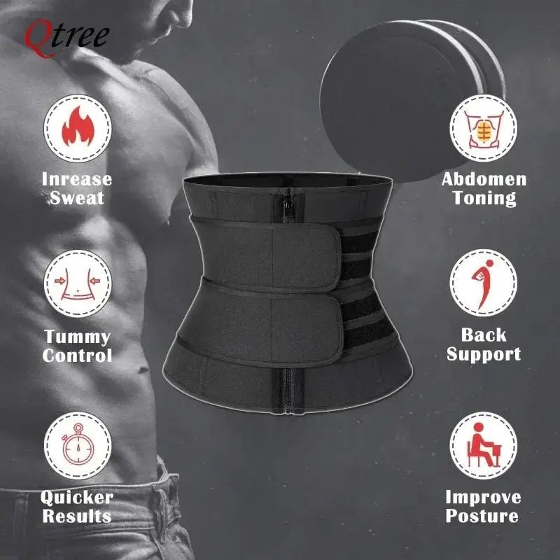 Qtree Men Waist Trainer Slimming Body Shaper Girdle Belt