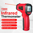 HYTAIS TS600 Digital Infrared Thermometer Sensor Industrial Non Contact IR Gun 0.1-1 Emissivity -50~600°C  Handheld Temp Measure