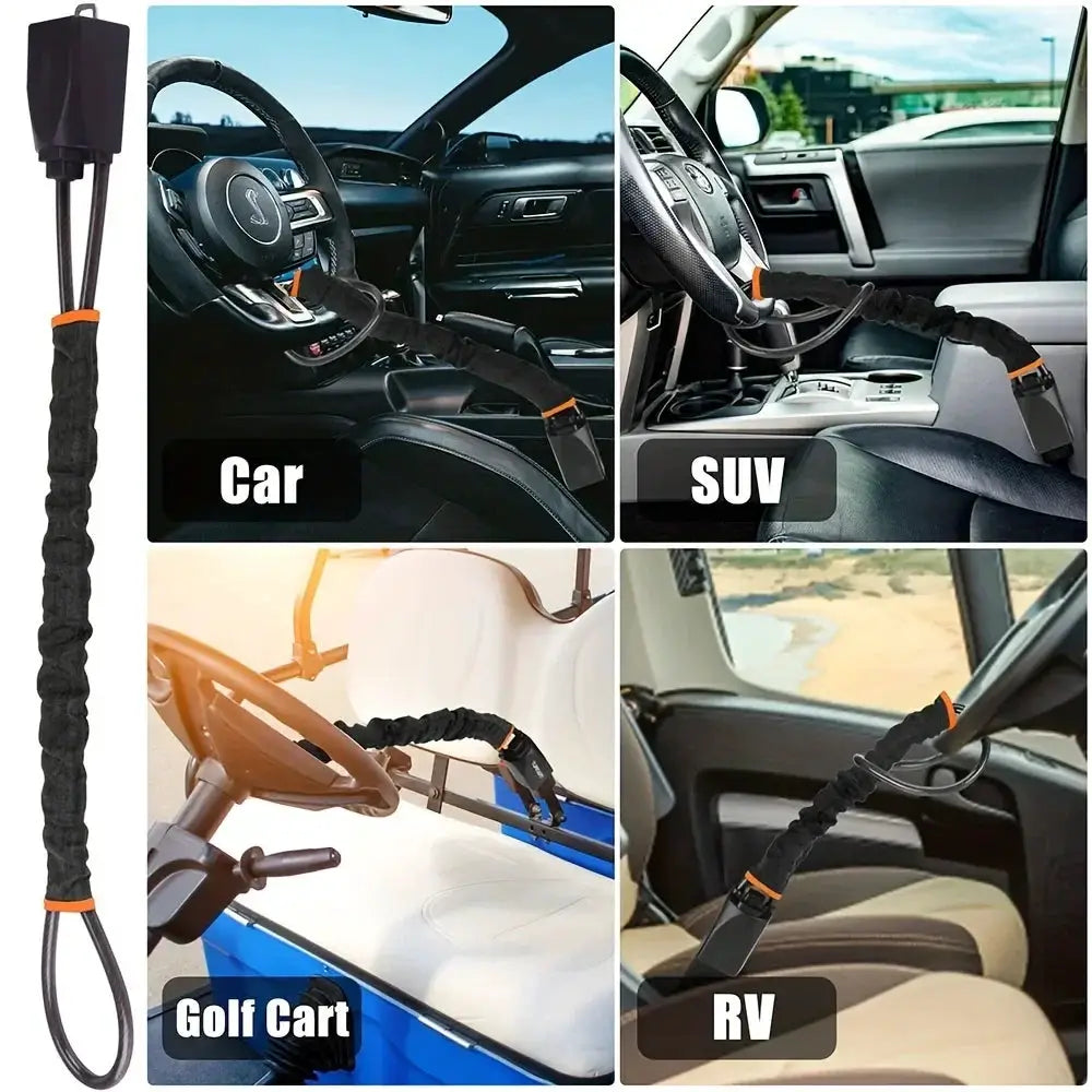 Car Steering Wheel Lock Reinforced Cable Lock Red Blue Black - OurLum.com