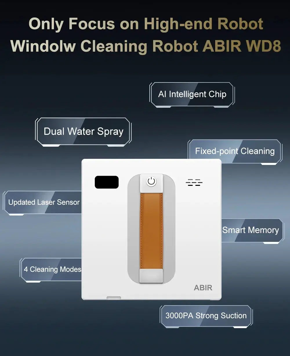 ABIR WD8 Window Vacuum Robot Cleaner Dual Ultrasonic Spray - OurLum.com