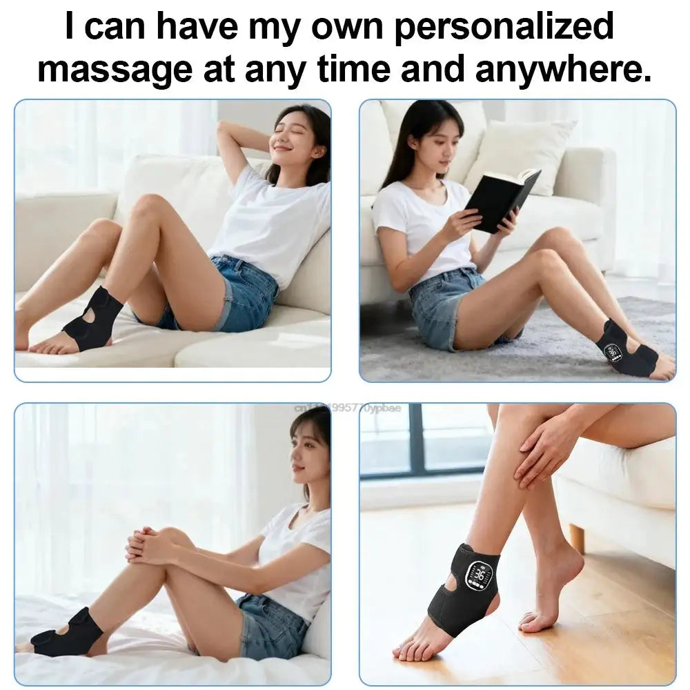 Electric Ankle Massager EMS Foot and Ankle Massager 36 Modes Vibration Ankle Heating Pad for Pain Relief