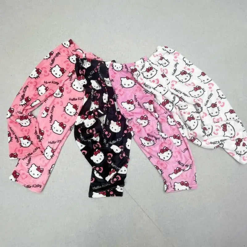 Hello Kitty Flannel Pajamas Cozy Home Pants Gifts For Women