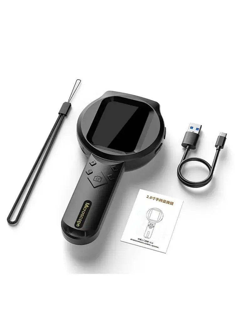 2.8'' IPS Digital Magnifier HD 1080P 100X Portable Microscope Handheld Mignifying Glass for Electronics Repair Check Jewelry