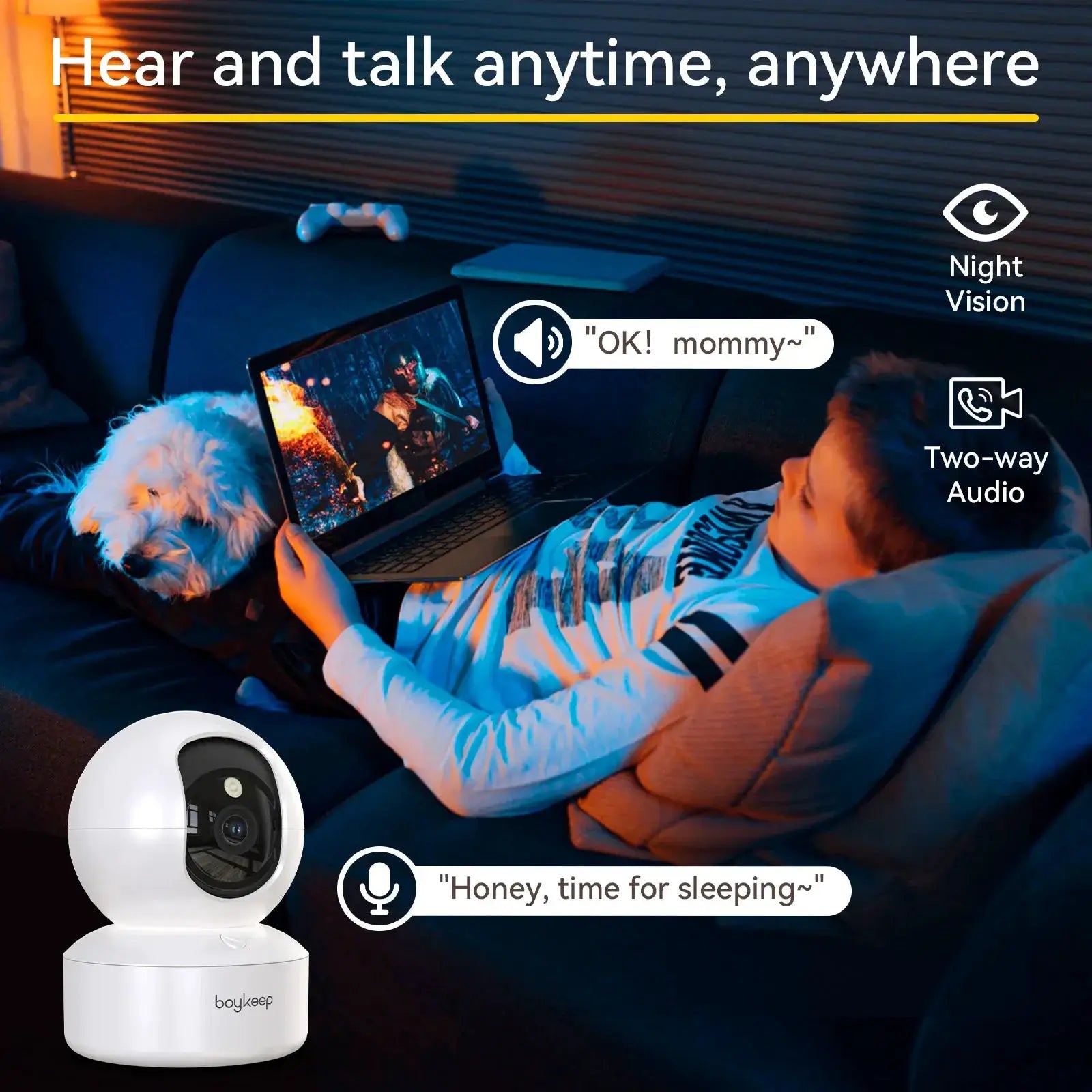 BoyKeep 3MP Indoor WiFi Baby Monitor - Auto Tracking For 24 7 Surveillance Hooks - stepyours.com