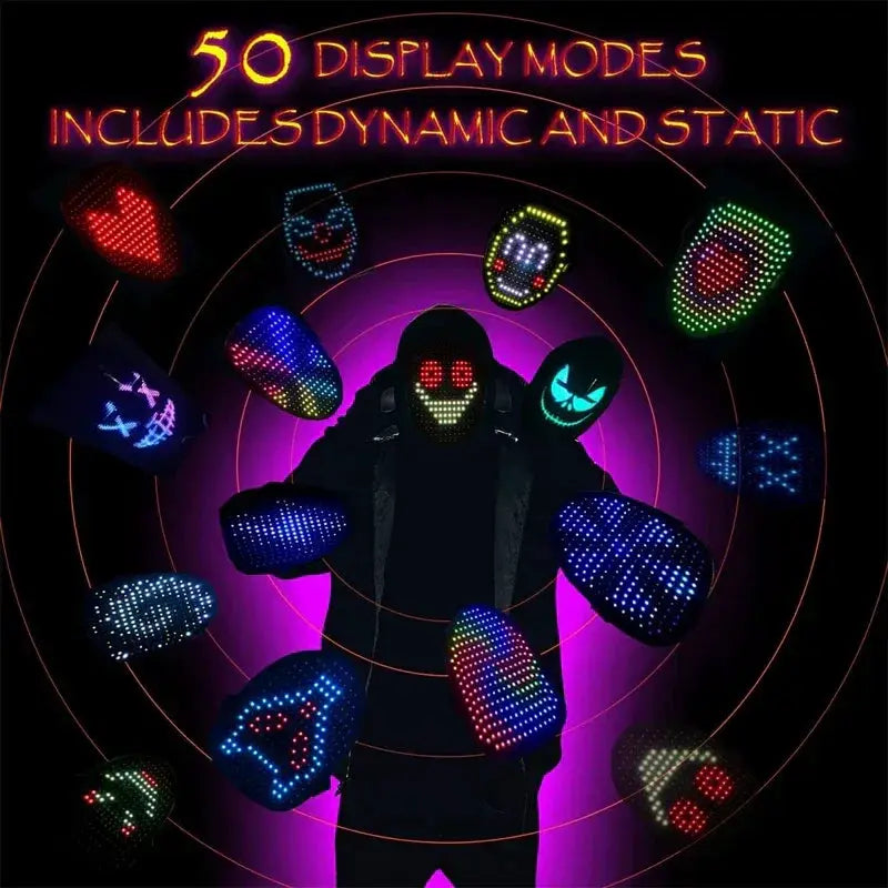 Led Luminous Mask RGB Full Color Face Changing Glowing Mask