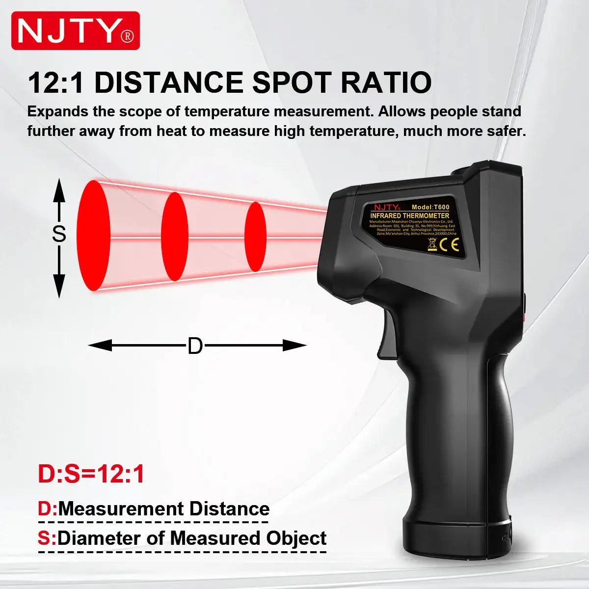 T600 Digital Infrared Thermometer Gun Non-Contact -58°F ~1112°F IR Temperature Gauge for Industrial Cooking Home Automobile BBQ