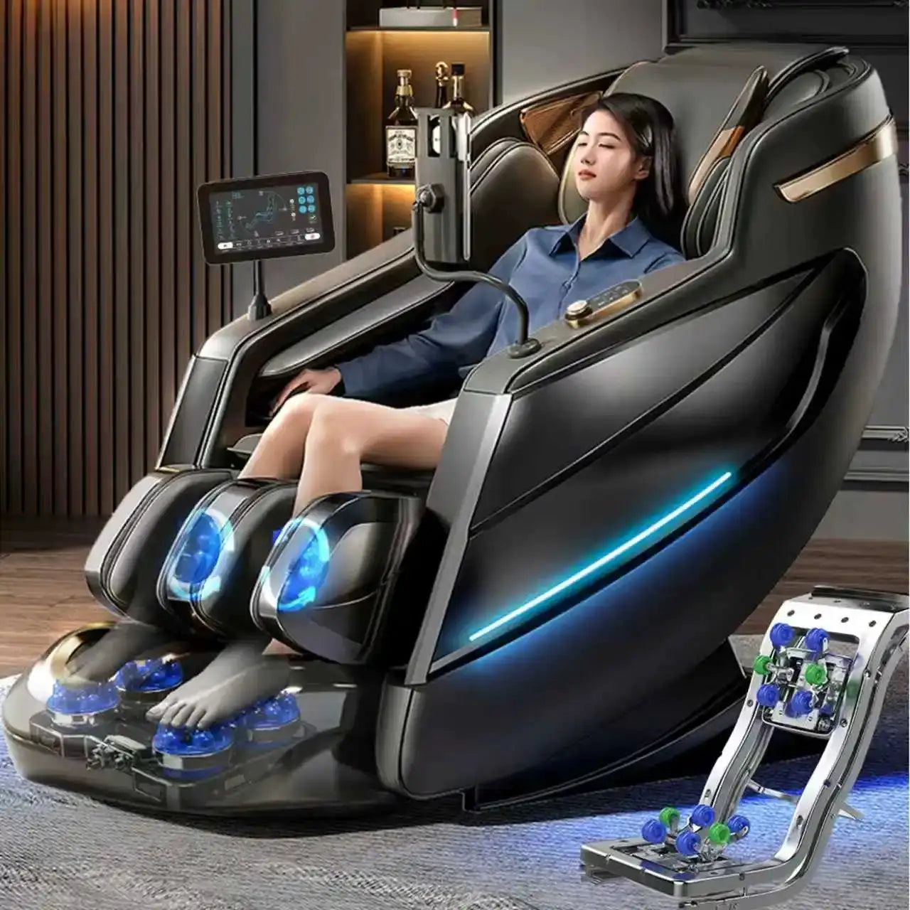 10D Dual Massage Chair with Heating Cape, SL Track, Zero Gravity, Leg & Foot Massage, Touch Screen & Bluetooth Audio