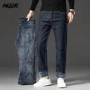 Winter Fleece Thick Jeans Men Business Casual Pants Collection