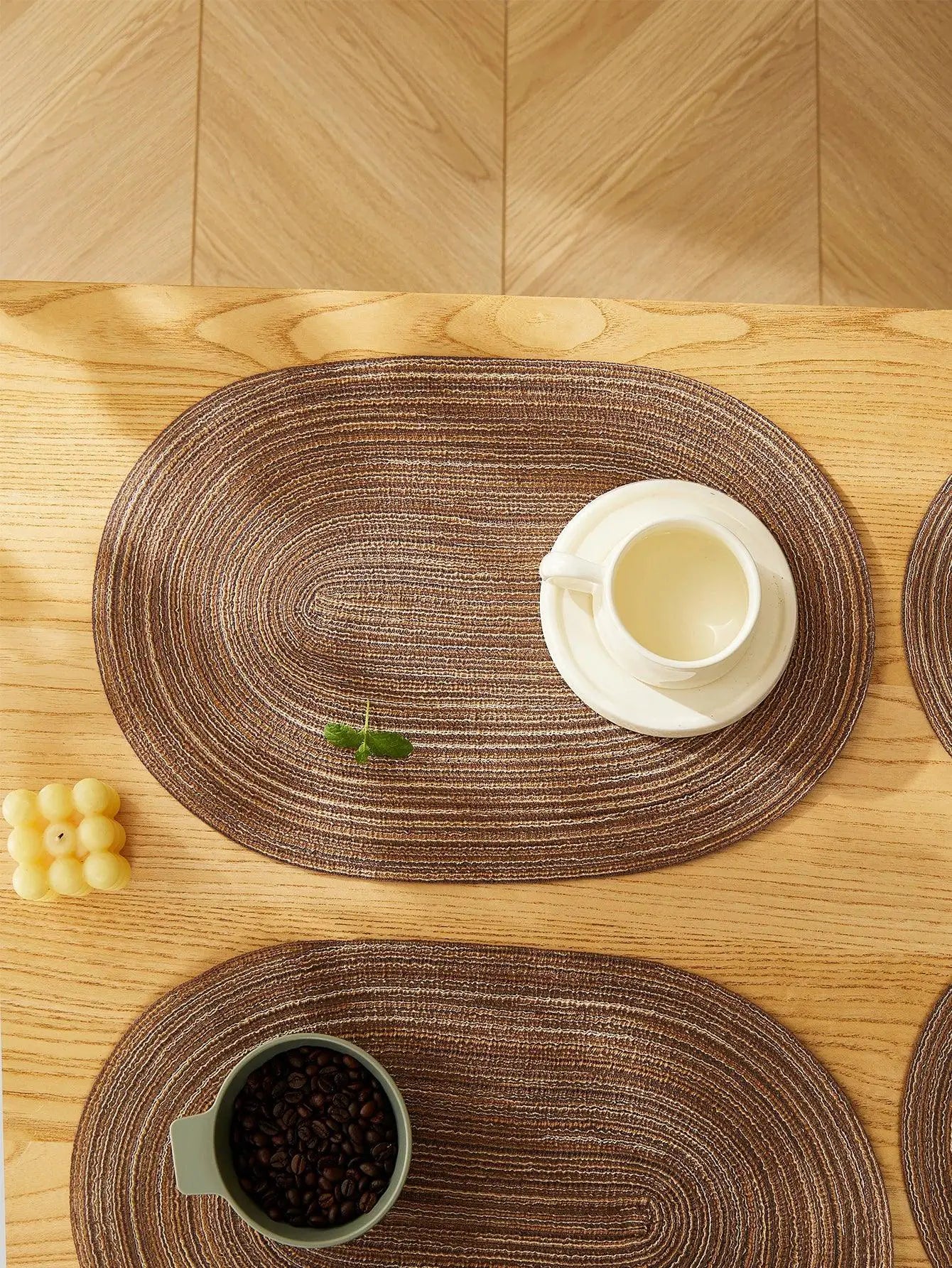 4 Piece Oval Rope Cotton Braided Table Place Mats Washable