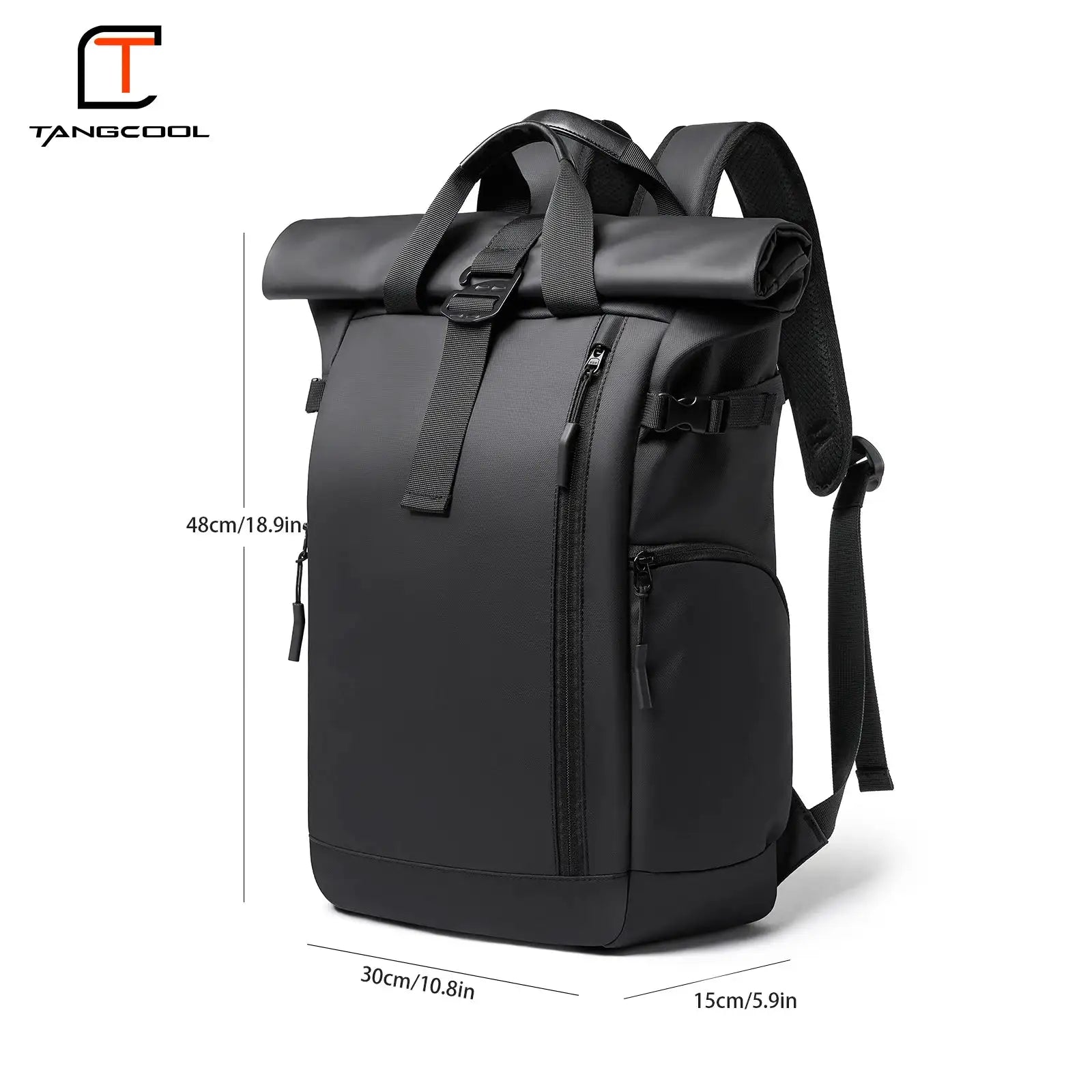 TANGCOOL Roll Top Backpack Waterproof Laptop Backpack with Multi Pockets for Business Travel Daily Commute Outdoor Use