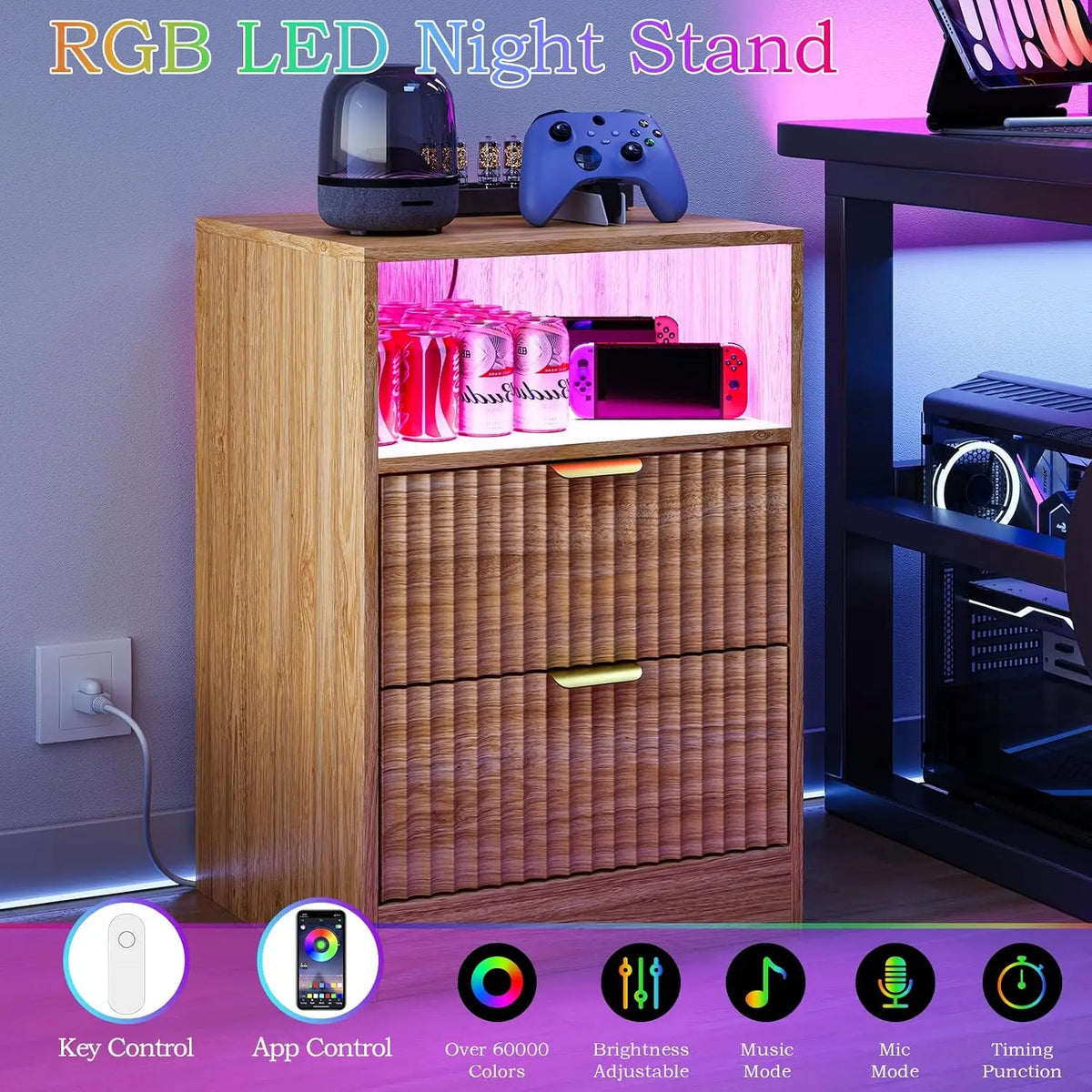 Wooden LED Side Table