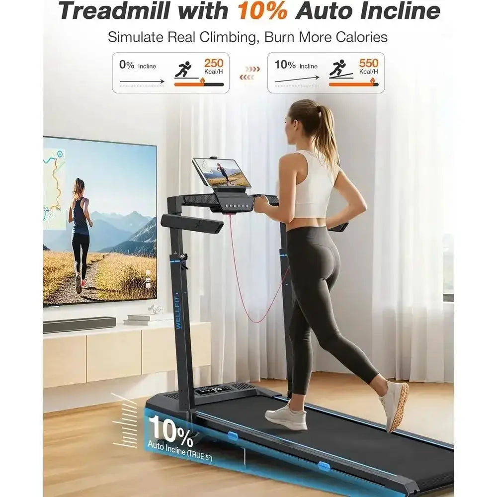 Auto-Incline 4-in-1 Folding Treadmill, 3.5HP Quiet, 400 lbs Capacity, Portable Walking Pad with App, Space-Saving