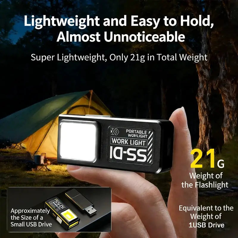 Mini COB LED Flashlight USB C Rechargeable Powerful Work Light with Clip Magnet Waterproof EDC Camping Walking Pocket Lamp