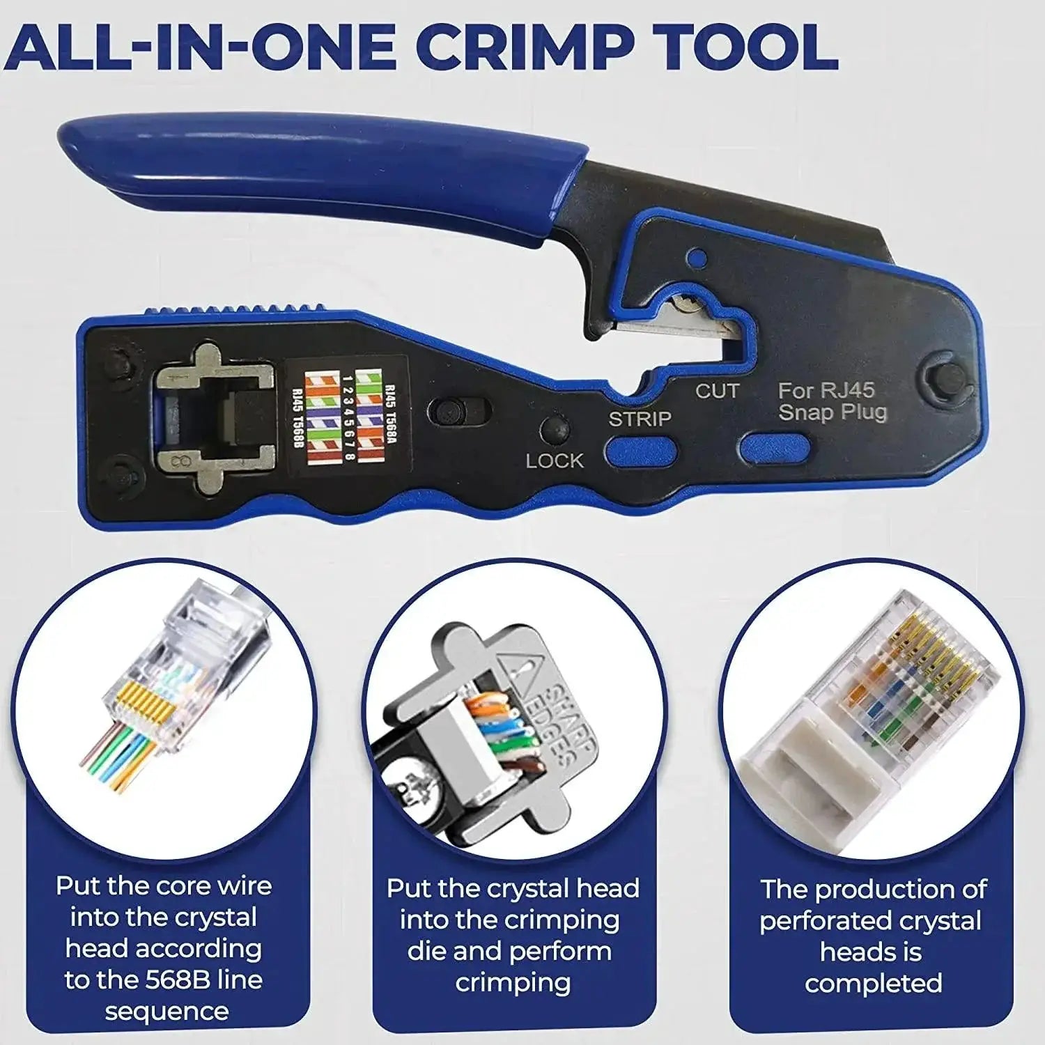 ZoeRax RJ45 Crimp Tool For Ethernet Installation Pro