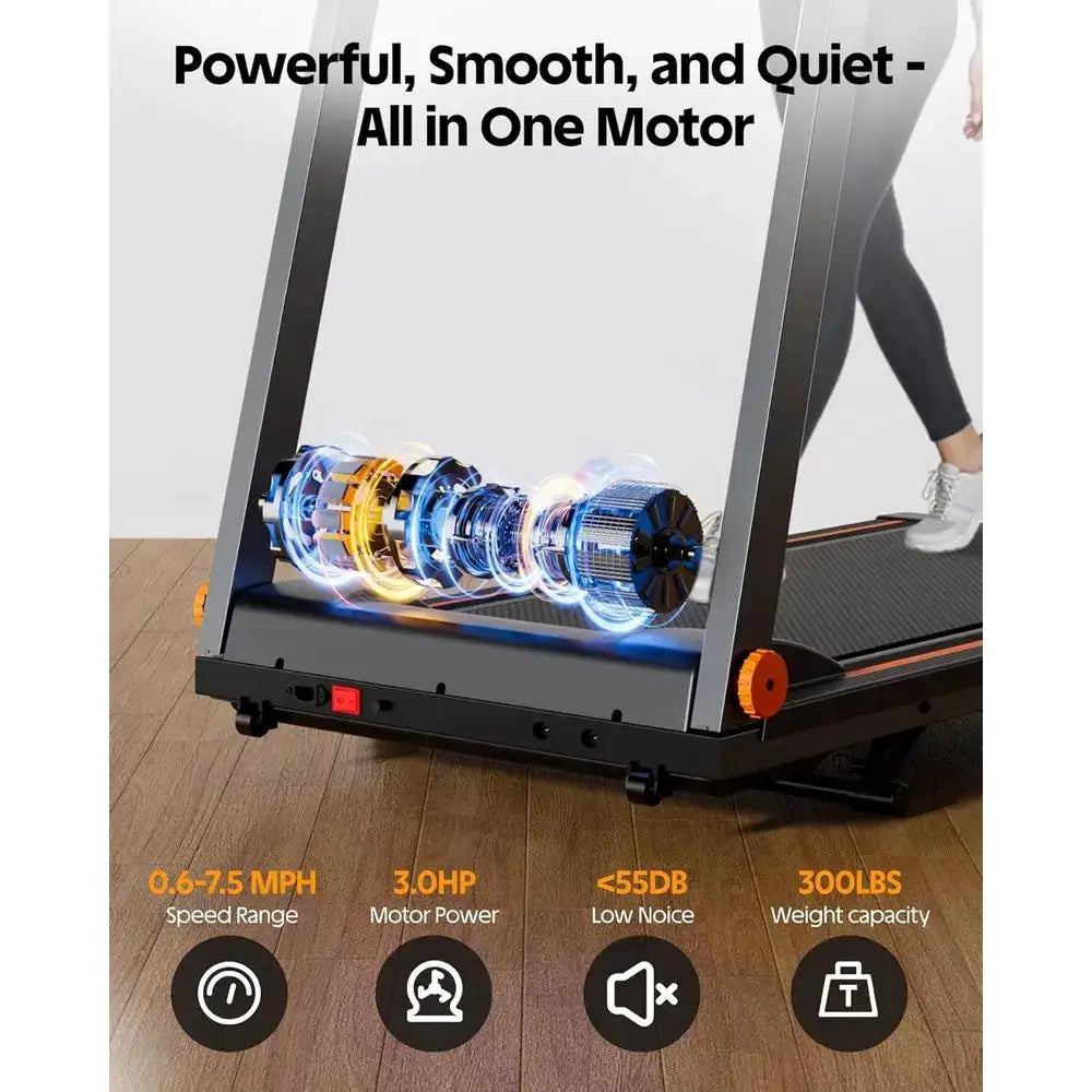 300LB Capacity 5% Incline Walking Pad Treadmill with Handle and 3.0 HP Dual Cushion System