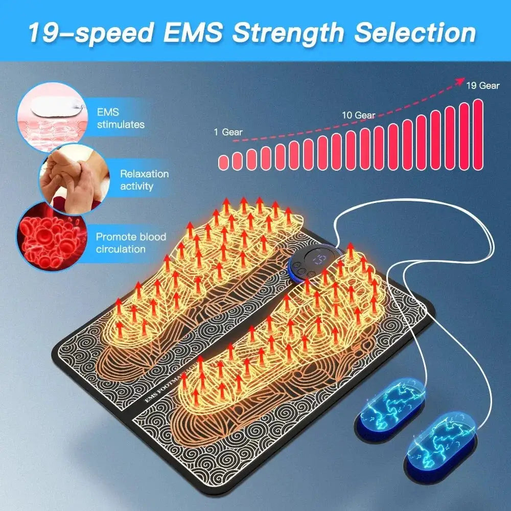 Rechargeable Electric Foot Massager Pad Electrostimulator Massage Mat EMS Muscle Massager Relax Feet Massage Fitness Massager