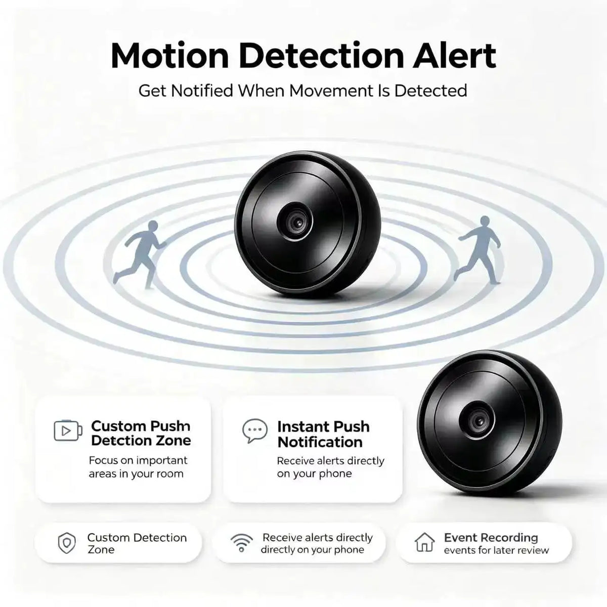 Tiny Mini WiFi Security Nanny Camera 4K HD Recording, Infrared Night Vision Cam with Motion Sensor Alert Notification, Two‑Way Audio, Smartphone Remote Access Video Playback, Wireless Portable Small Surveillance Cam for Hom